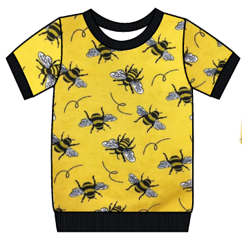 Bees on yellow cuffed tee (short or long sleeved) - made to order