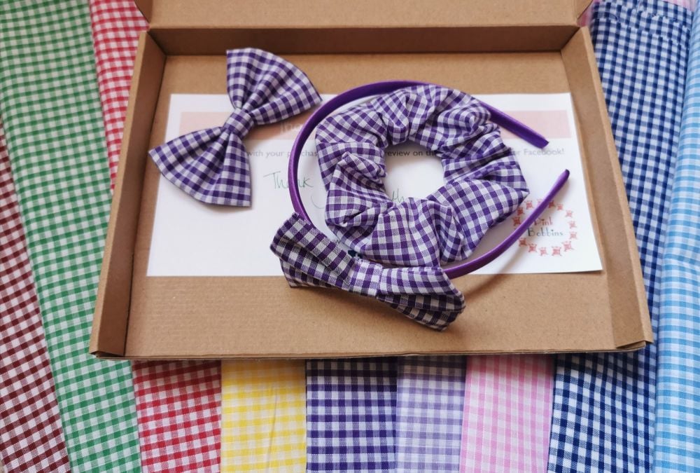 Gingham school hair accessory bundle - made to order