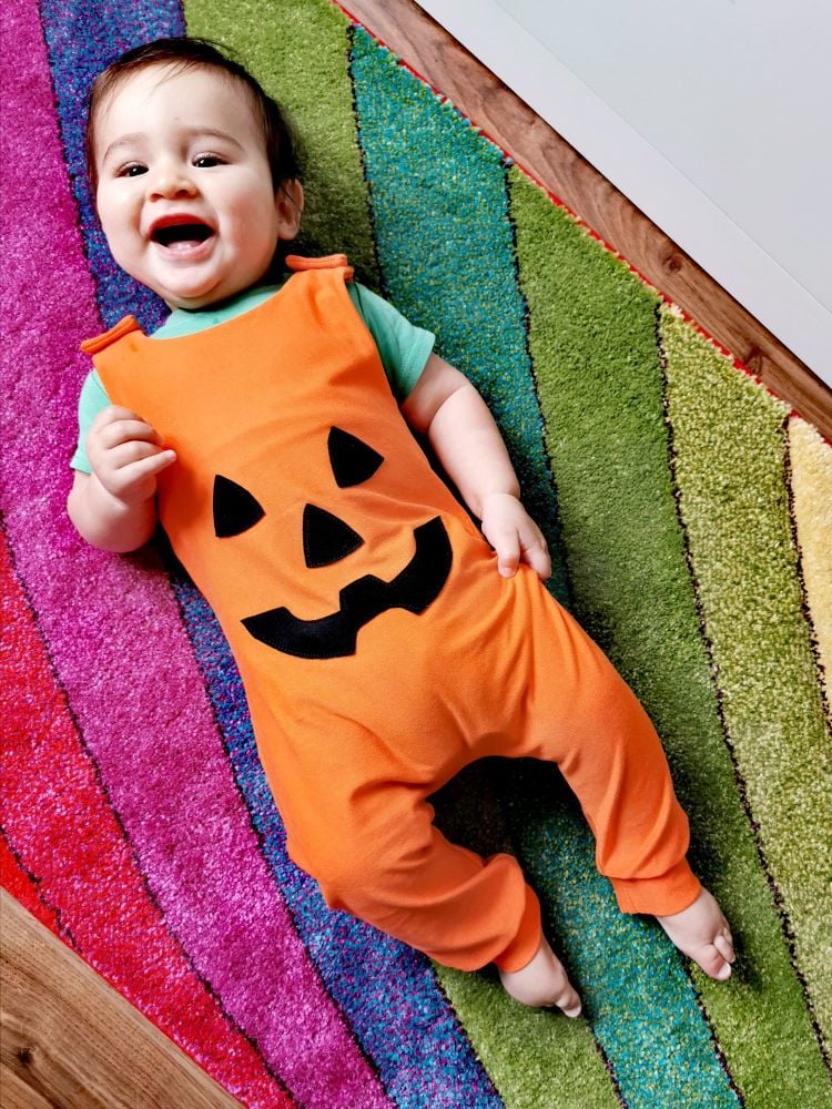 Pumpkin face Halloween romper - made to order 