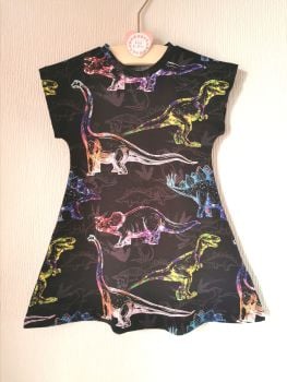 Neon dinosaur comfy dress - made to order 
