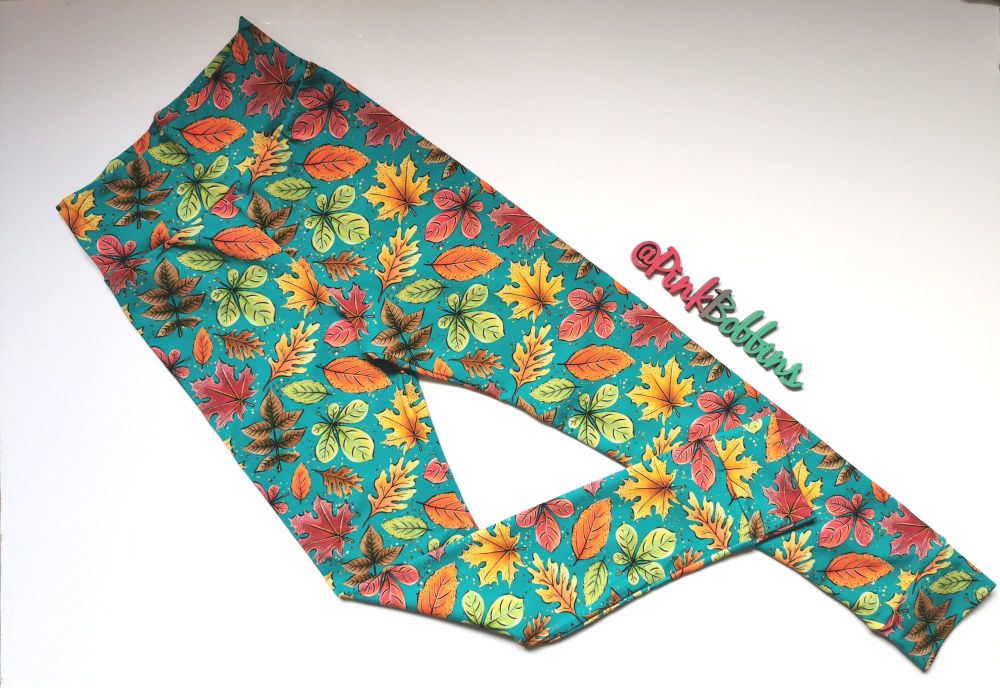 Leaf leggings with optional bow cuffs - in stock