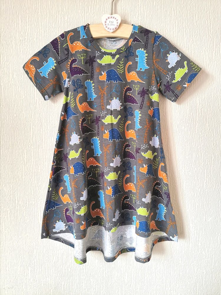 Grey dinosaur t-shirt dress - in stock