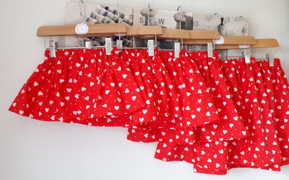 Love heart skirt on red - made to order 