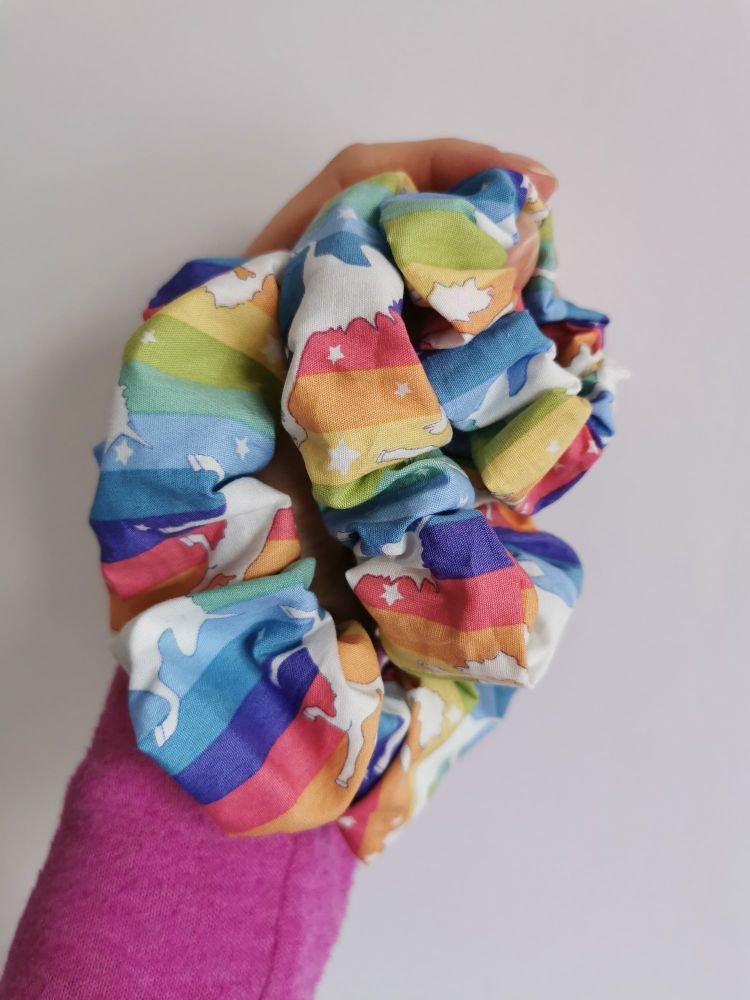 Rainbow unicorn scrunchie - made to order