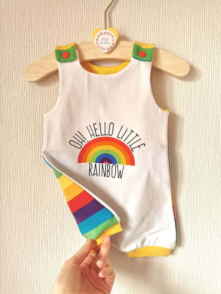 Oh! Hello little rainbow baby jersey romper - short leg - in stock - NEWBORN