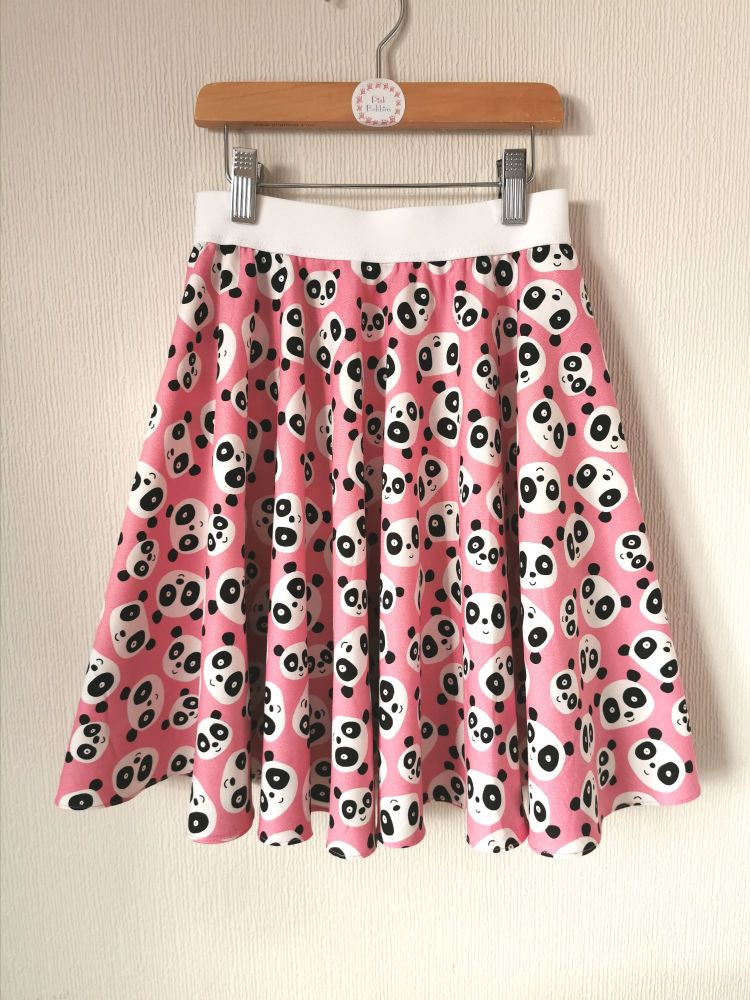 Pink panda circle skirt - made to order 