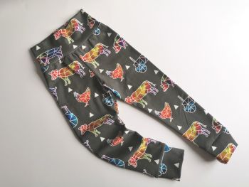 Farm animal/tractor leggings with optional bow cuffs - made to order