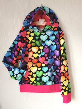Rainbow heart sweatshirt/hoodie - made to order