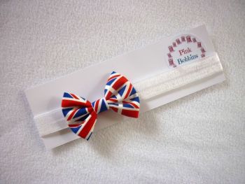 Union jack bow elastic headband - made to order 