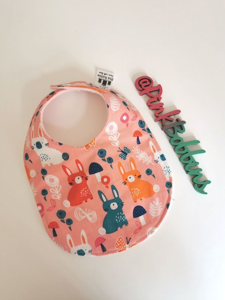 Bunny rabbit rounded bib - in stock 