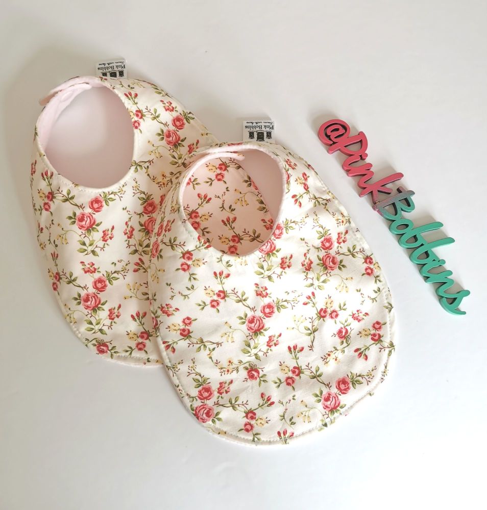 Floral rose rounded bib - in stock 