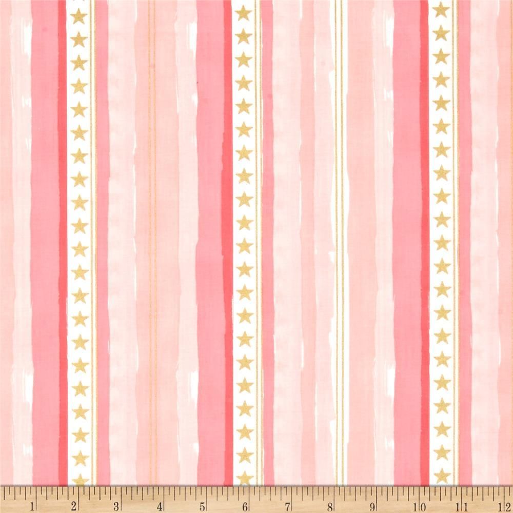 Pink Stars & Stripes (100% cotton woven)