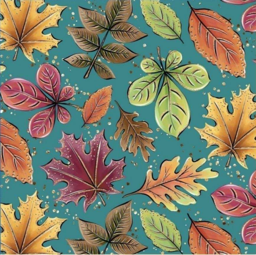 Teal Autumn Leaves (cotton jersey)
