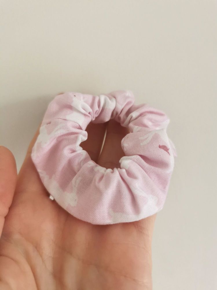Bunnies on pink scrunchie - choice of size