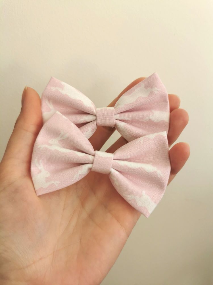 Bunny on pink hair bow - in stock - mini, midi or large size