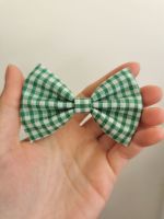 Green gingham hair bow - in stock - mini, midi or large size