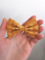 Mustard hash lines hair bow - in stock - mini, midi or large size