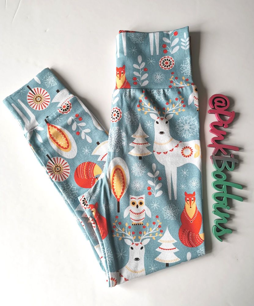 Winter forest leggings with cuffs - in stock