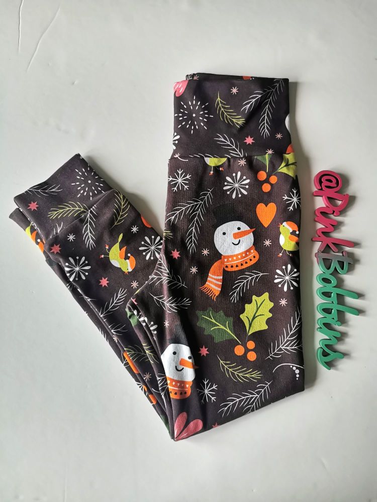 Winter snowman leggings with cuffs - in stock