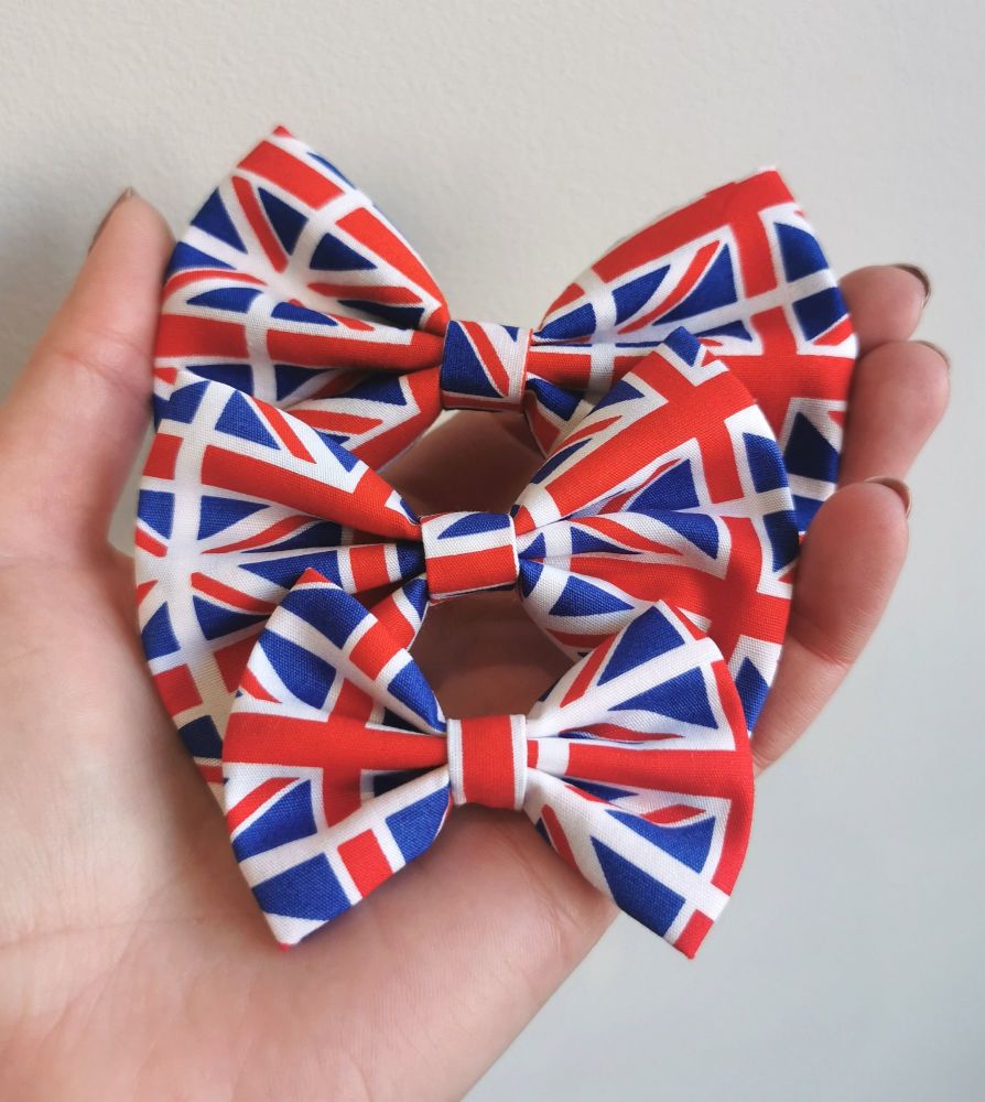 Union Jack hair bow clip - in stock