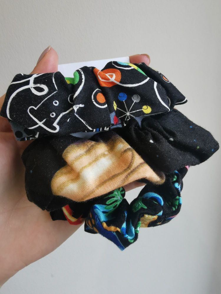 Scrunchie bundle x 3 - space/dinosaurs/science - small size