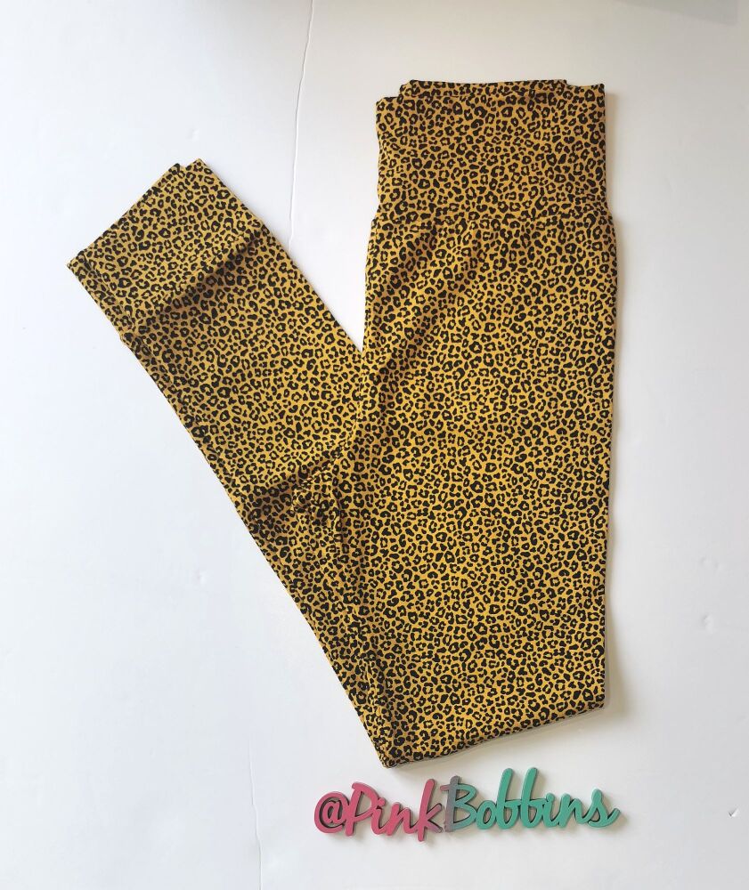 Leopard print leggings with optional bow cuffs - in stock