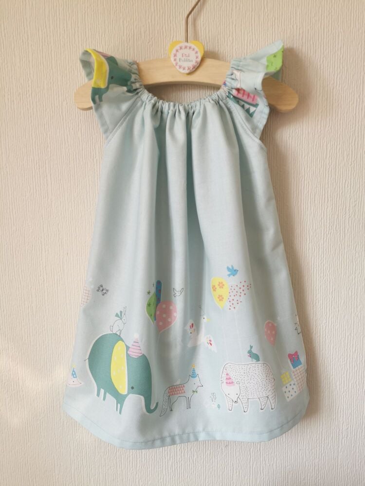 Animal party angel sleeve dress - in stock