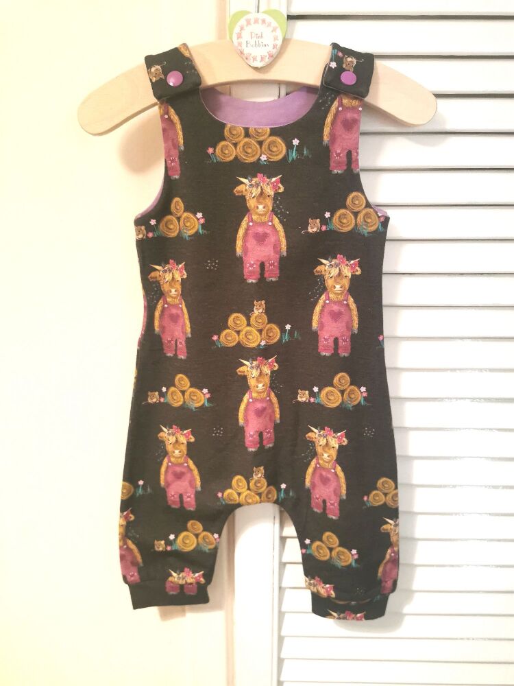 Highland cow jersey romper - *LAST ONE - 0-3m - in stock*