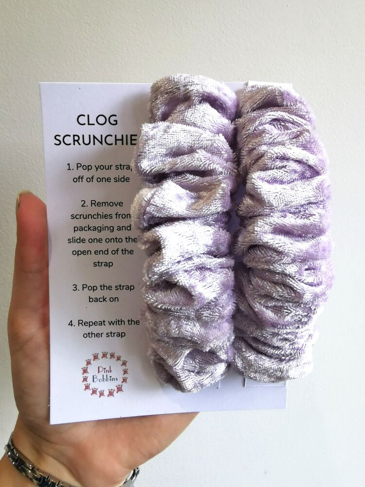 Lilac crushed velvet clog scrunchies - made to order