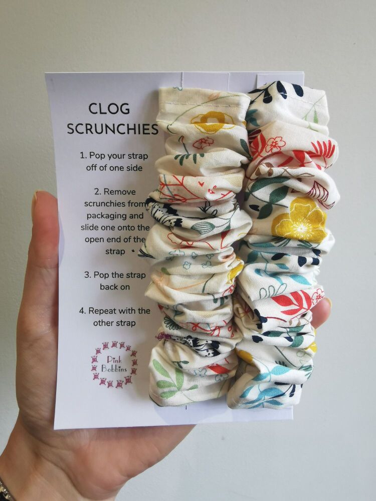 Floral clog scrunchies - in stock