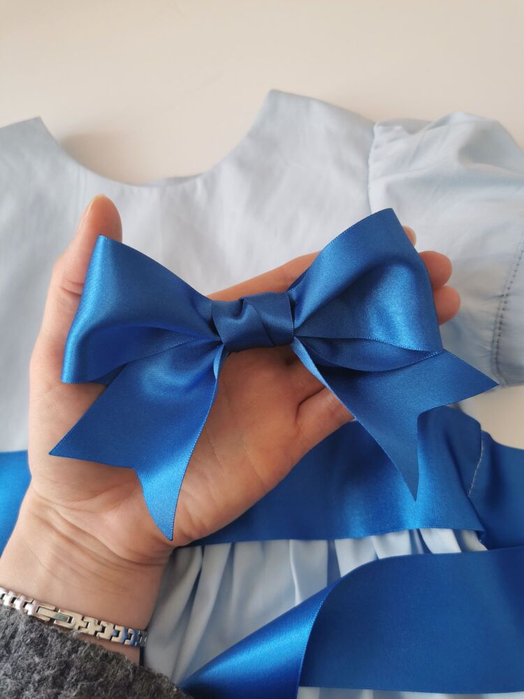 Blue ribbon bow - Wendy (Peter Pan) - made to order