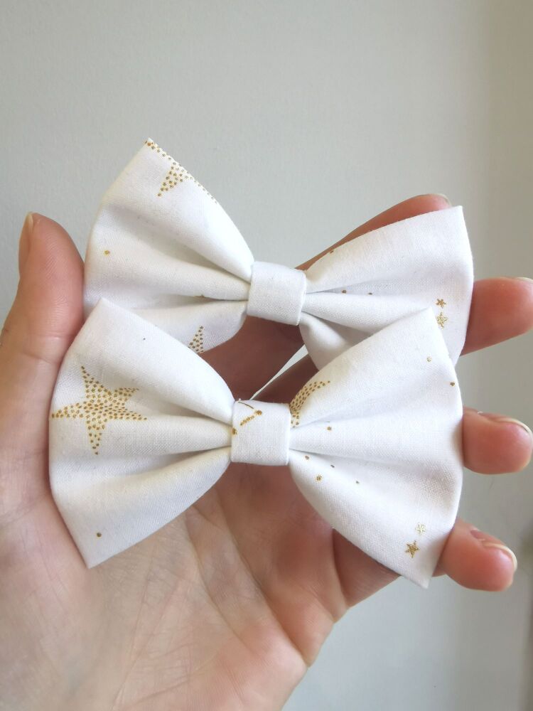 Sparkly gold star hair bow - in stock - mini, midi or large size