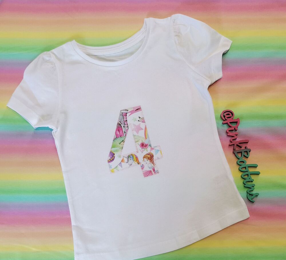 Unicorn princess no. 4 birthday t-shirt - in stock - 4-5yrs