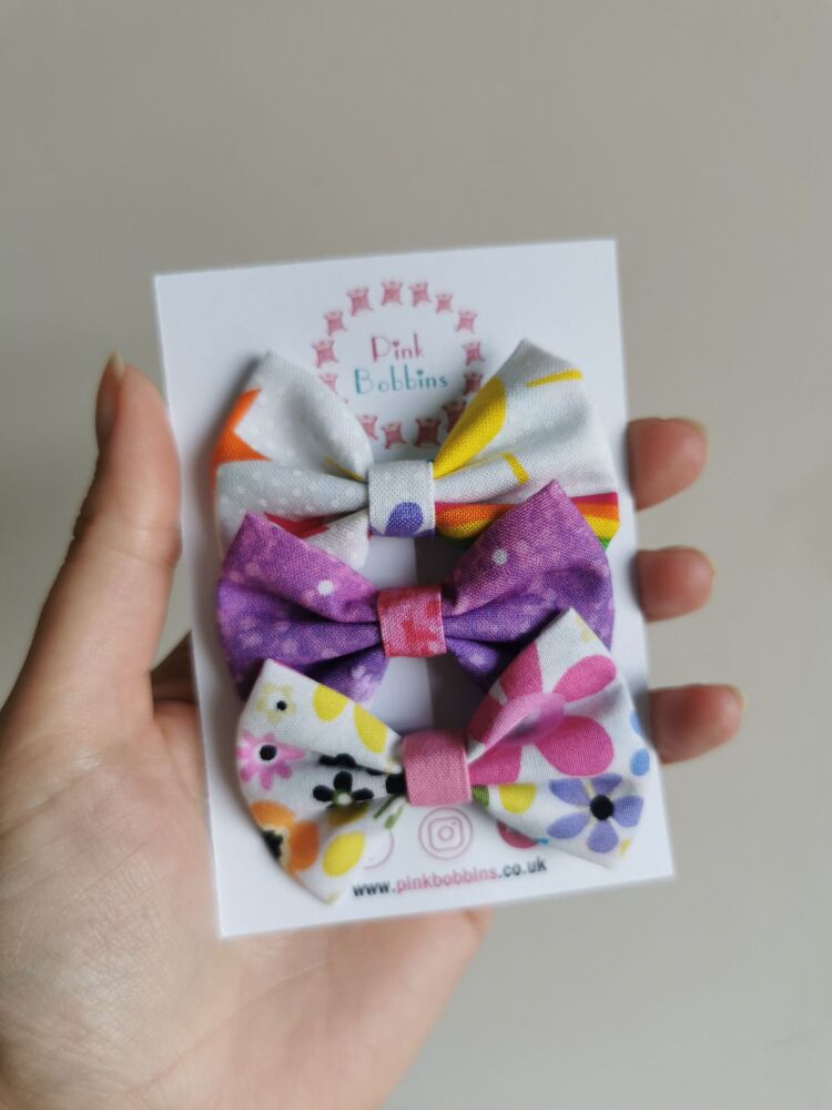 Set of 3 hair bow clips - mini