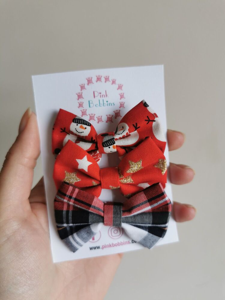 Set of 3 hair bow clips - mini
