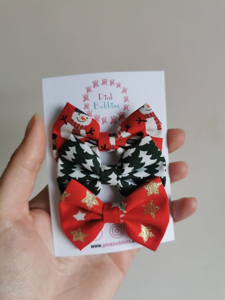 Set of 3 hair bow clips - mini