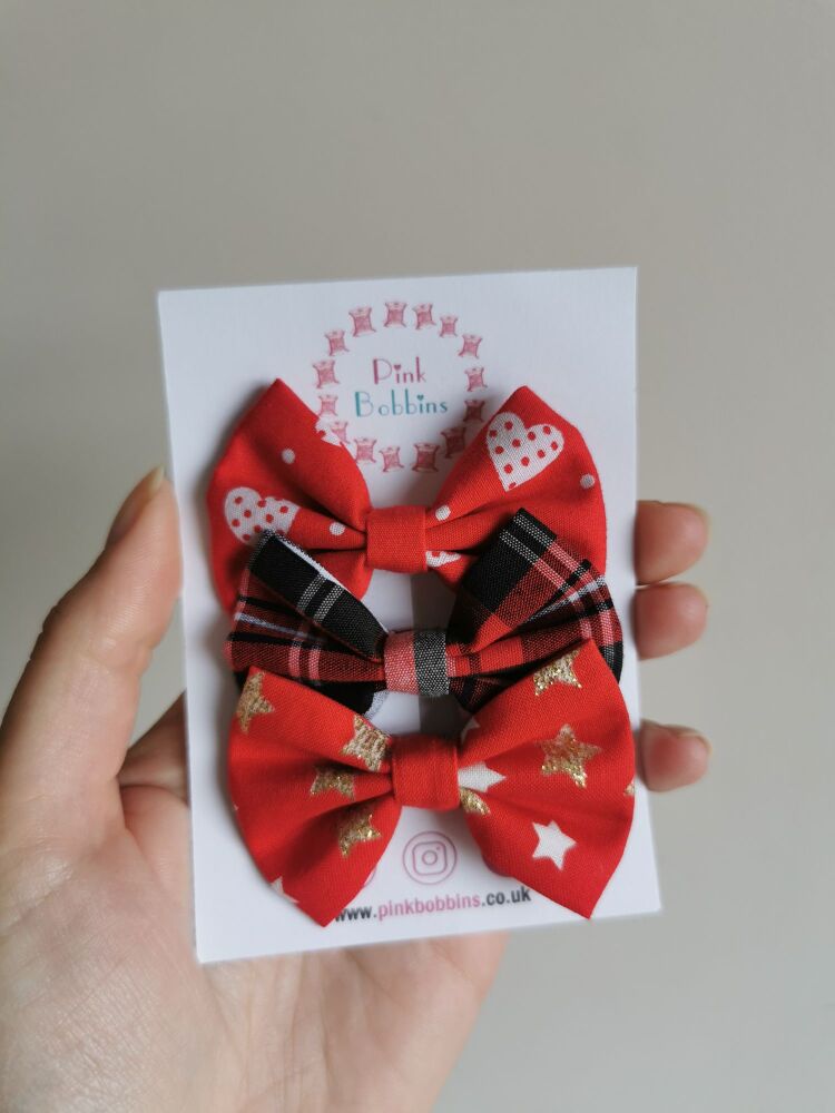 Set of 3 hair bow clips - mini