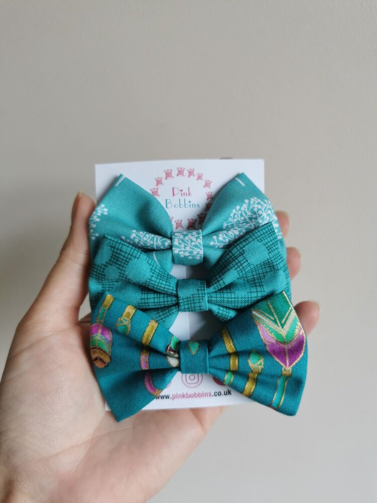 Set of 3 hair bow clips - midi