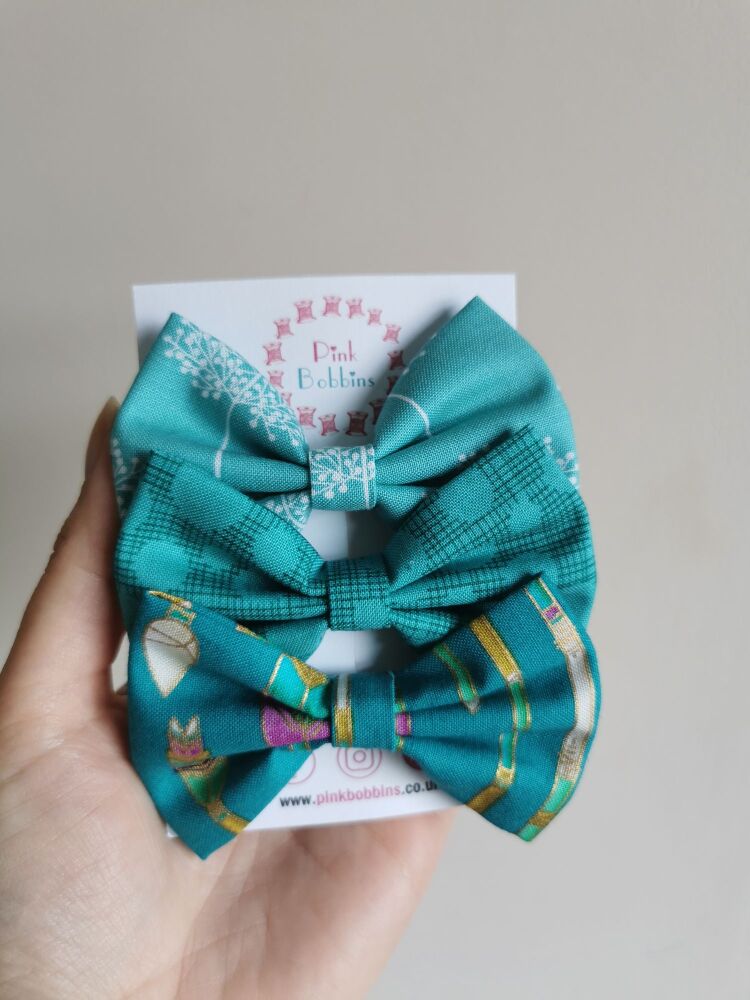 Set of 3 hair bow clips - midi