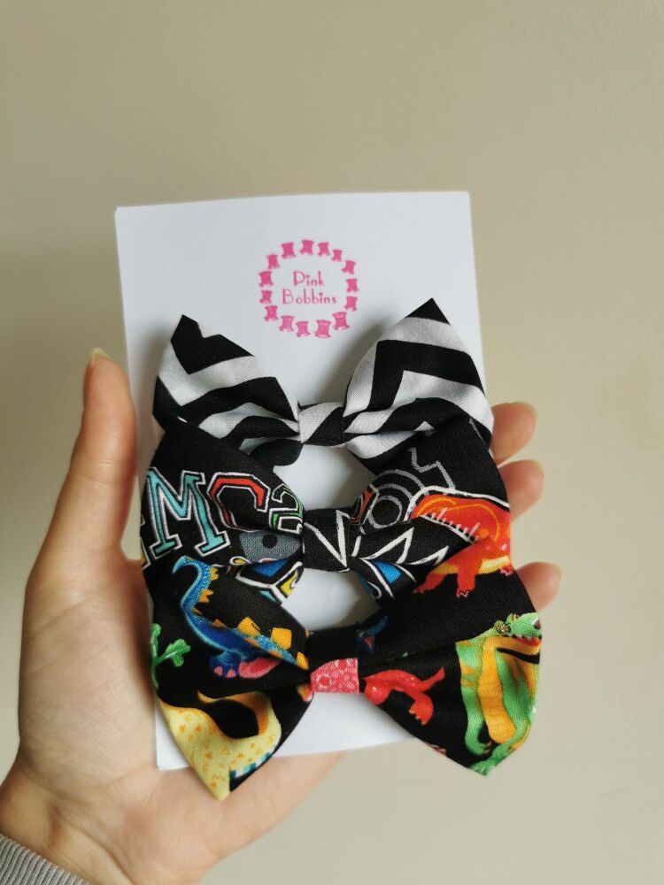 Set of 3 hair bow clips - midi & large