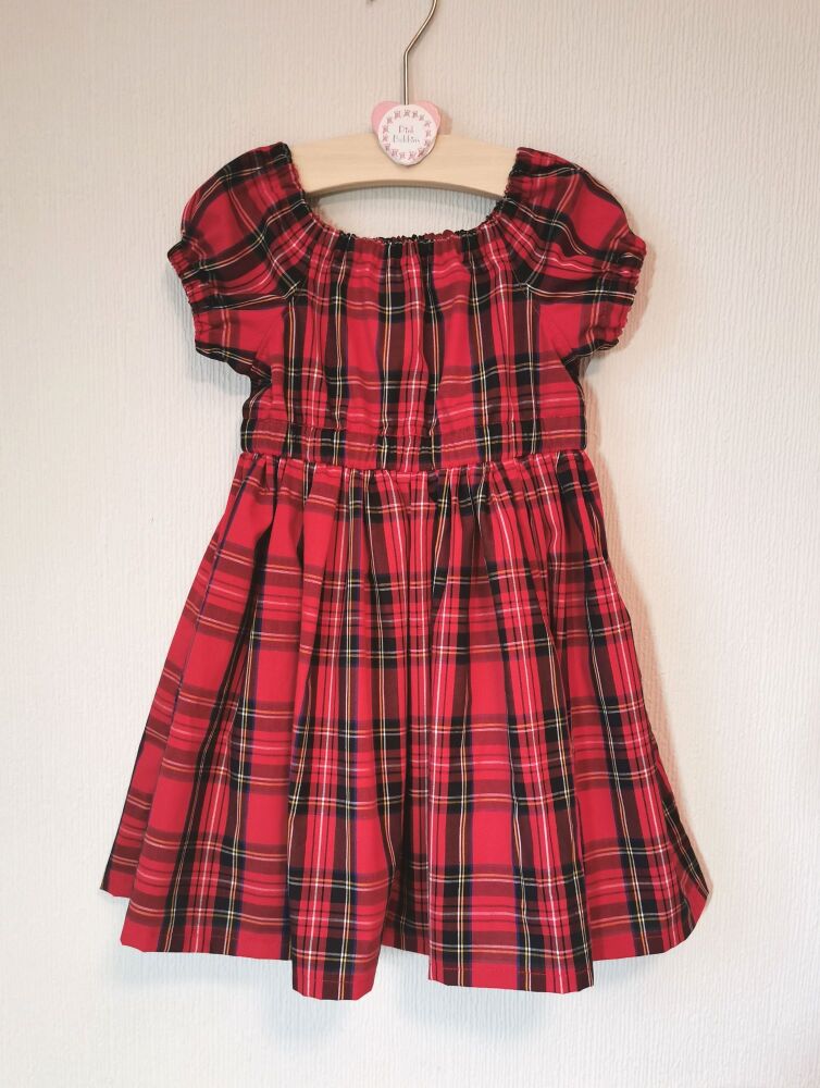 Red tartan twirly dress - made to order