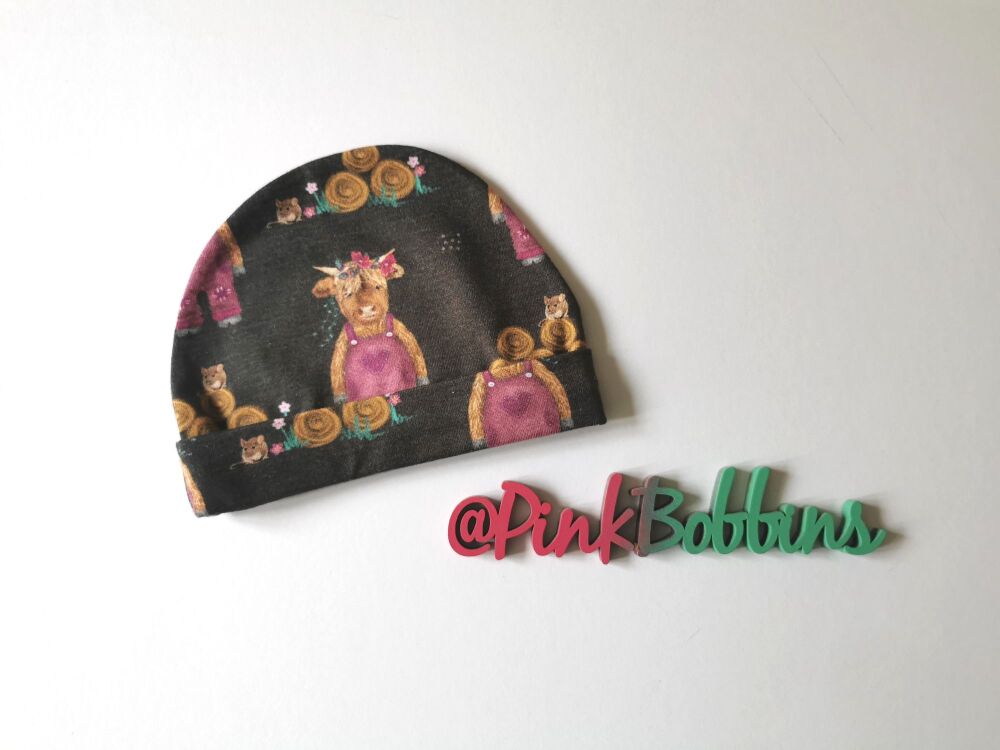 Baby hat - Highland Cow - 0-3m - in stock