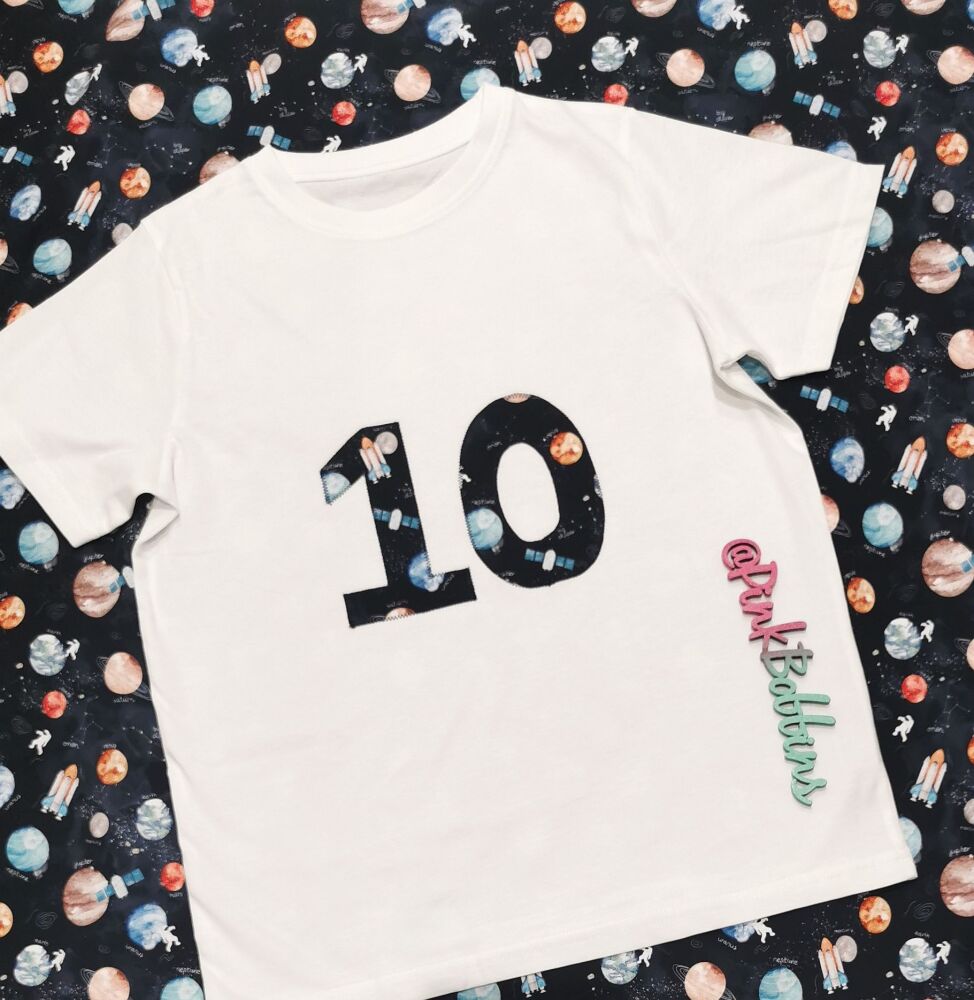 Space no. 10 birthday t-shirt - in stock - 11yrs