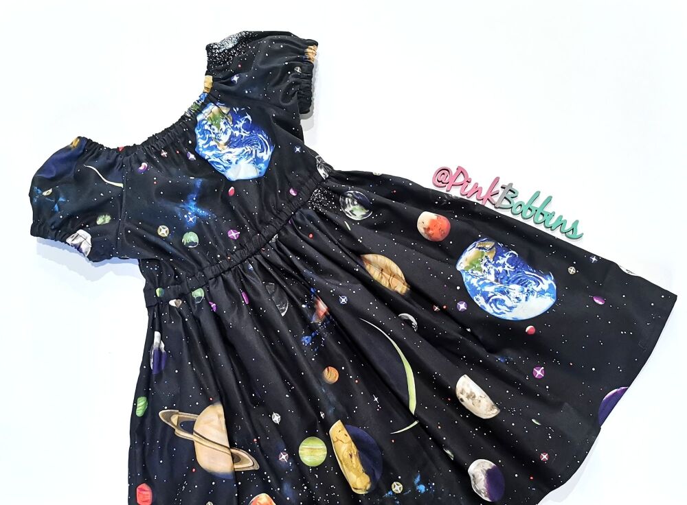 Solar system twirly dress - made to order