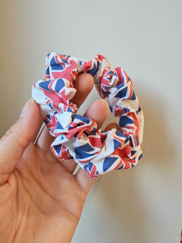 Union Jack hearts scrunchie - in stock