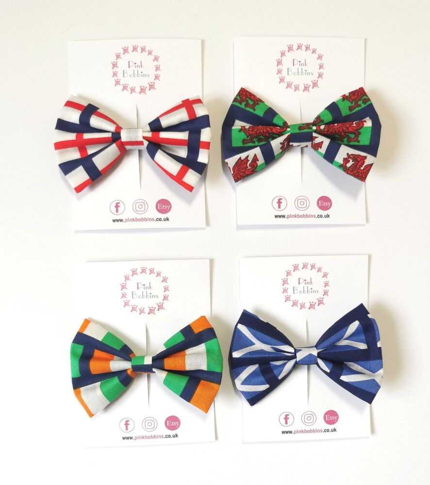 England/Wales/Ireland/Scotland hair bow clip - made to order