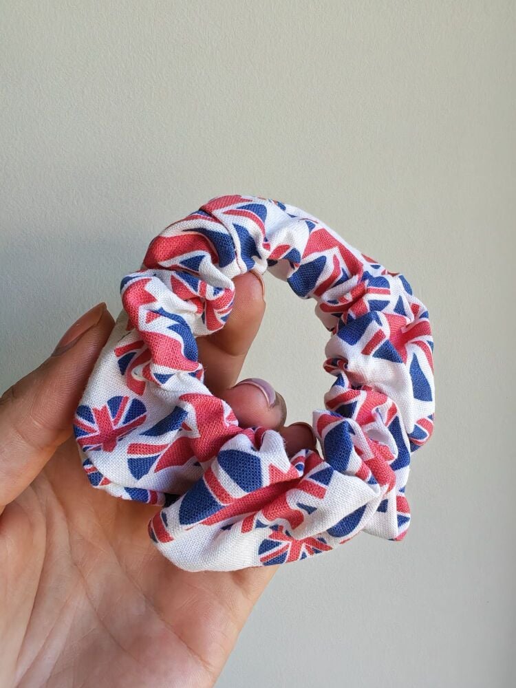 Union Jack hearts scrunchie - in stock