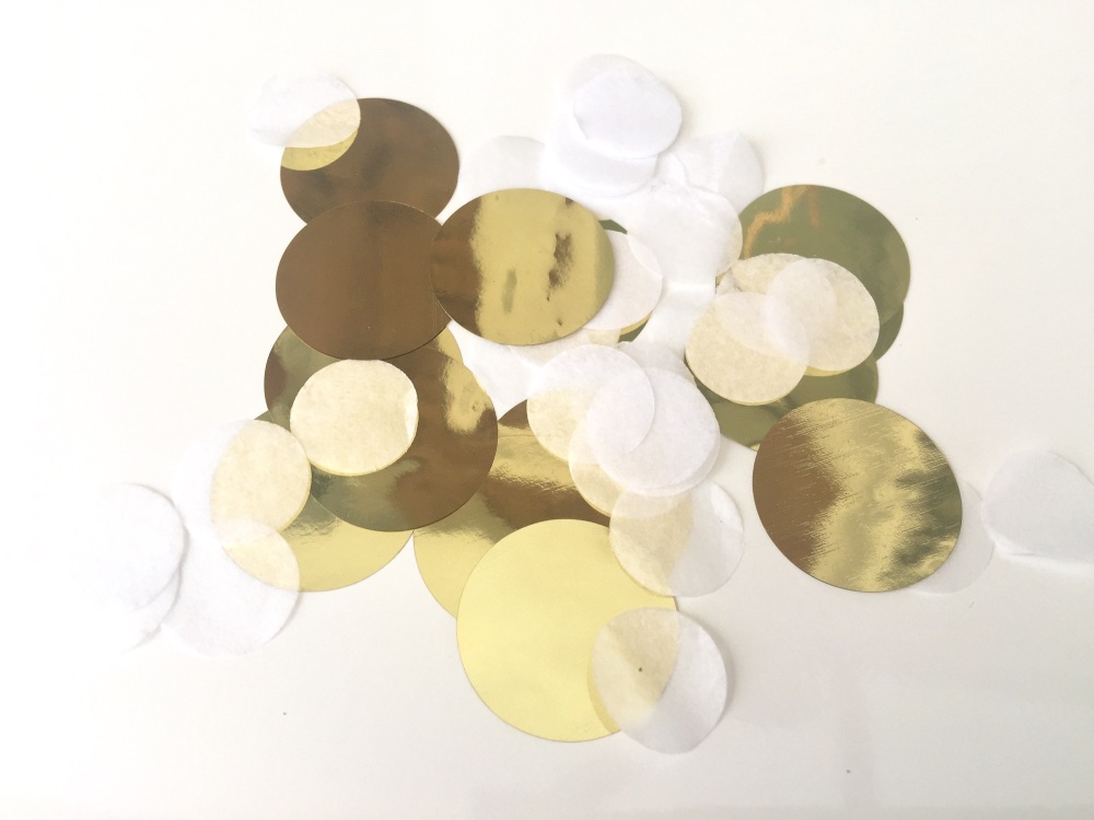 Confetti Bubble Balloon - Gold & White