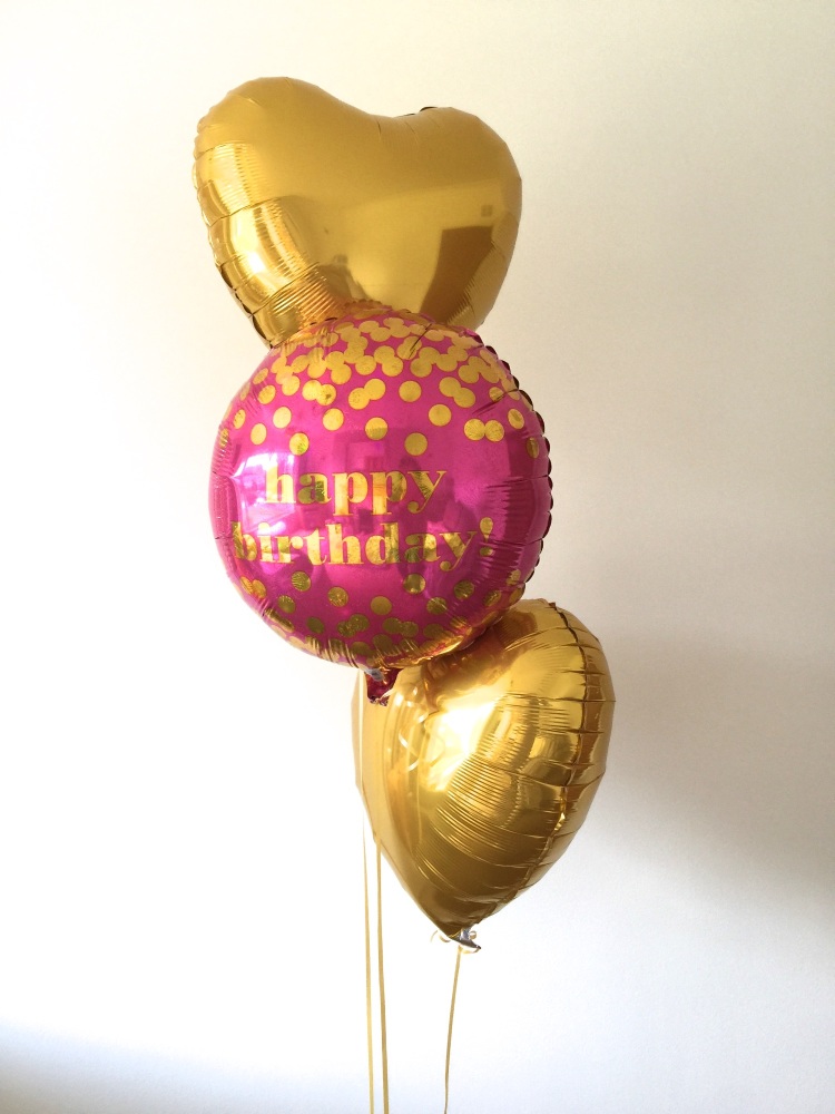 Happy Birthday Pink & Gold Spotty Balloon