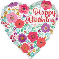 <!--003-->Happy Birthday Floral Heart Balloon